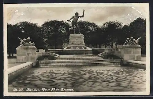 AK München, Blick auf den Vater Rheinbrunnen