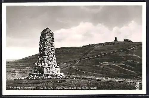 AK Feldberg / Schwarzwald, Bismarck-Denkmal mit Feldbergturm