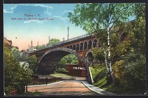 AK Plauen / Vogtland, Blick nach der Friedrich-August-Brücke