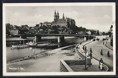 AK Meissen / Elbe, Blick auf neue Brücke