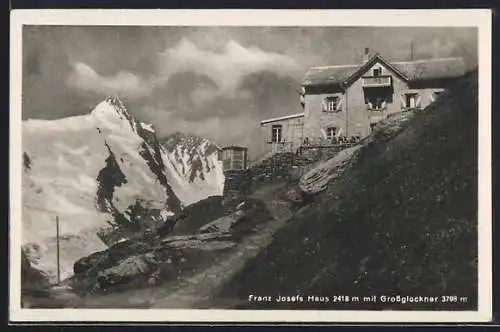 AK Franz Josefs Haus, Berghütte mit Grossglockner