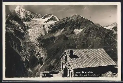AK Domhütte, Berghütte auf dem Weisshorn mit Bissgletscher
