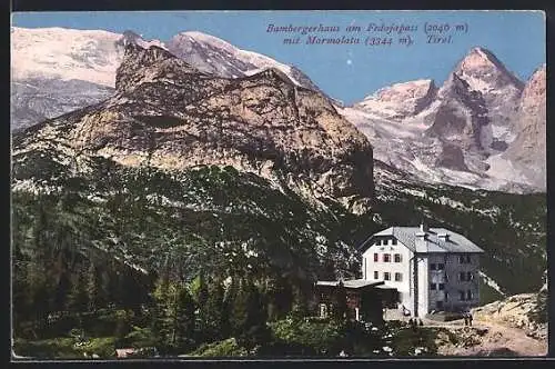 AK Bambergerhaus am Fedajapass, Ortsansicht mit Marmolata
