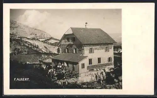 AK Wiesberghaus am Dachstein, Ansicht aus der Vogelschau