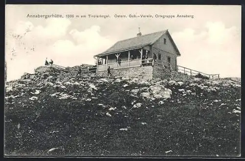 AK Annabergerhütte /Tirolerkogel, Ansicht mit Wanderern