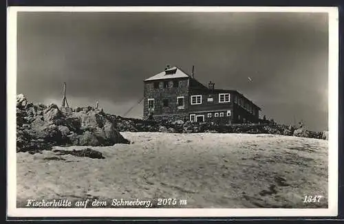 AK Fischerhütte auf dem Schneeberg, Panorama-Ansicht