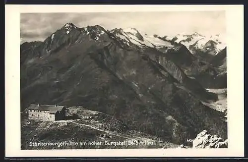 AK Starkenburgerhütte am hohen Burgstall, Ansicht mit Gipfelpanorama