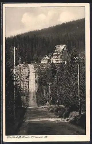 AK Zackelfallbaude, Ansicht mit Strasse