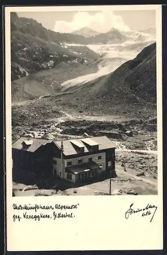 AK Unterkunftshaus Alpenrose gegen Waxeggkees