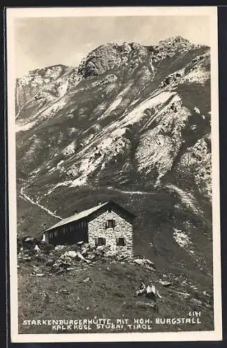 AK Starkenburgerhütte /Stubai, Berghütte mit Hoh. Burgstall