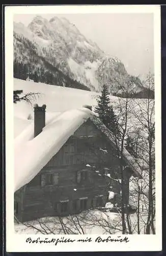 AK Bosruckhütte, Ansicht mit Bosruck im Winter