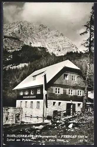 AK Rohrauerhaus /Spital am Pyhrn, Berghütte mit Berggipfel