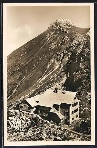 AK Prinz Luitpoldhaus am Hochvogel, Berghütte mit Glasfelderkopf