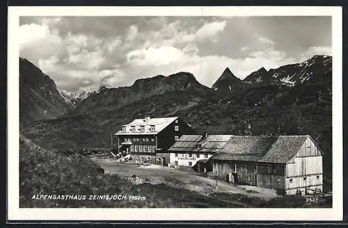 AK Zeinisjoch-Alpengasthaus, Berghütte mit Bergpanorama
