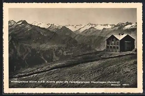 AK Wildkogelhaus, Berghütte gegen Venedigergruppe Oberpinzgau