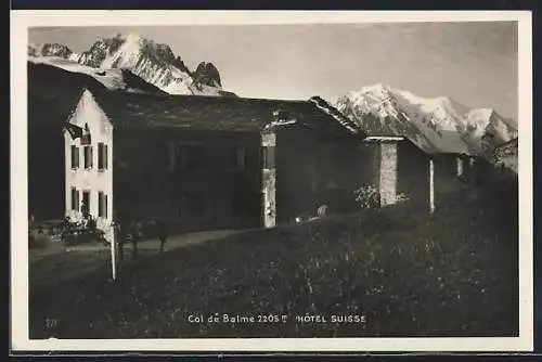 AK Hotel Suisse /Col de Balme, Berghütte mit Bergpanorama