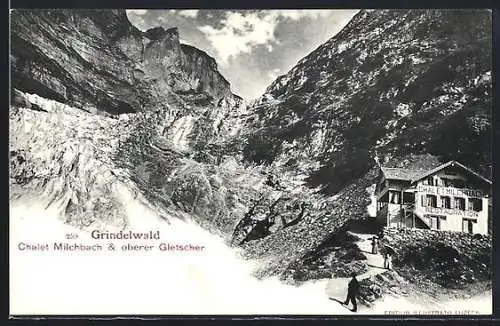 AK Chalet Milchbach /Grindelwald, Berghütte mit oberem Gletscher