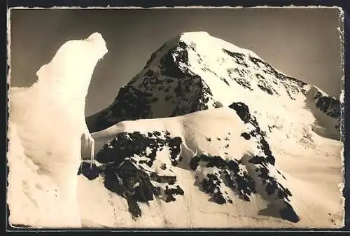 AK Berghütte Jungfraujoch, Ansicht mit Mönch