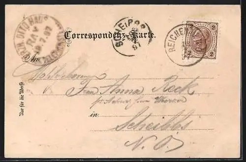 Lithographie Erzherzog Otto-Schutzhaus, Raxalpe, K. k. Post- & Telefonstation