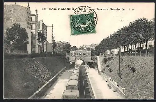 AK Saint-Mandé, la Gare, Avenue Gambetta, Bahnhof