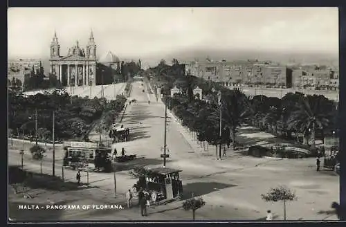 AK Floriana, Panorama of Floriana, Strassenbahn