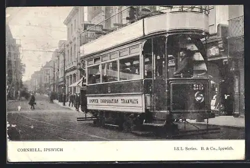 AK Ipswich, Cornhill, Ipswich Corporation Tramways, Strassenbahn
