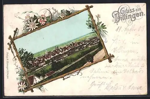 AK Villingen / Baden, Teilansicht, Edelweiss, Passepartout