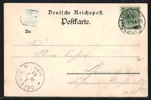 Vorläufer-Lithographie Dresden, 1894, Neustädter Markt, Neue Schlossfacade, Kgl. Botanischer Garten