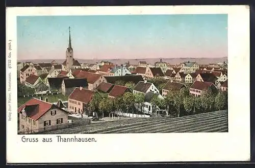 AK Thannhausen / Schwaben, Blick über die Dächer mit Kirche