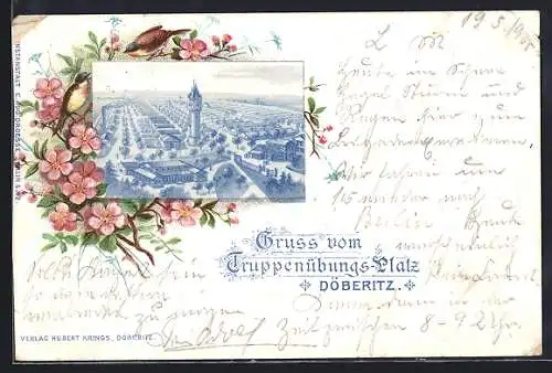 Lithographie Döberitz / Dallgow, Truppenübungsplatz aus der Vogelschau