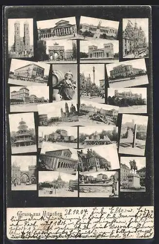 AK München, Stadtpartien mit Denkmälern und Sehenwürdigkeiten
