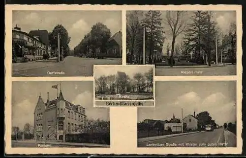 AK Berlin-Marienfelde, Lankwitzer Strasse mit Kloster zum guten Hirten, Das Postamt mit 