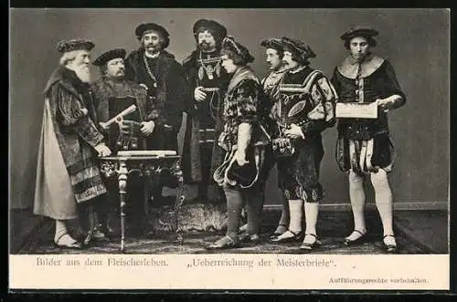 AK Mainz, Bilder aus dem Fleischerleben, Überreichung der Meisterbriefe