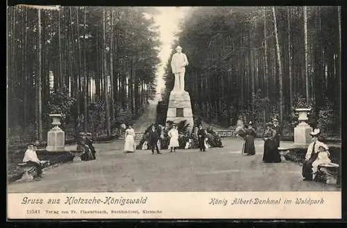 AK Klotzsche-Königswald, König-Albert-Denkmal im Waldpark
