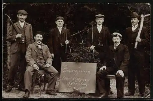 Foto-AK Albertsberg / Vogtland, Gesangsverrein Schwefelhölzchen im Juli 1906