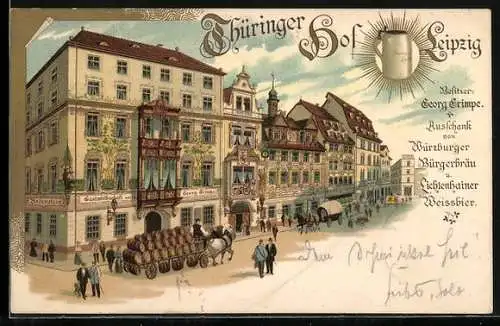 Lithographie Leipzig, Gasthaus Thüringer Hof, Inh. Georg Grimpe
