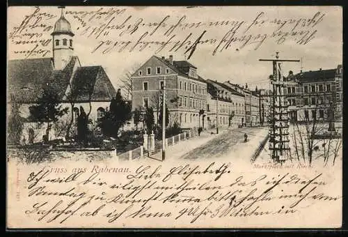 AK Rabenau / Sachsen, Marktplatz mit Kirche