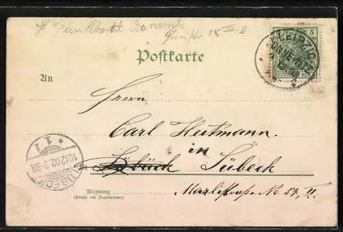 Lithographie Leipzig, Erinnerung an die Grundsteinlegung des Rathauses 1899