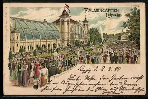 Lithographie Leipzig, Ausflugslokal-Gasthaus Palmengarten