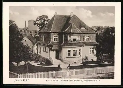 AK Reichenbach / Vogtland, Karls Eck, Entwurf v. akad. Arch. Paul Reinhold