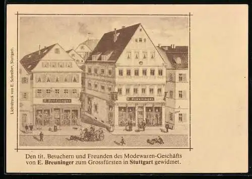AK Stuttgart, E. Breuningers Modewaren-Geschäft