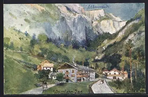 Künstler-AK Tiers, Weisslahnbad, Ortspartie