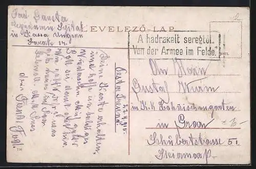 AK Kassa, Kossuth Lajos u., Blick von der Brücke in die Kossuth Lajos Strasse