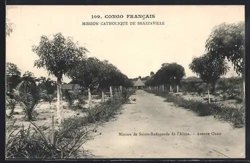 AK Brazzaville, Mission de Sainte-Radegonde de l`Alima - Avenue Ouest