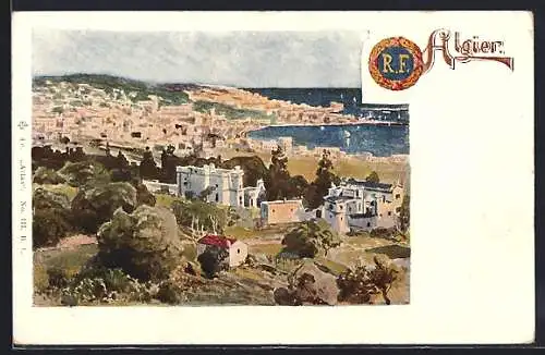 AK Algier, Ortsansicht mit Meeresblick