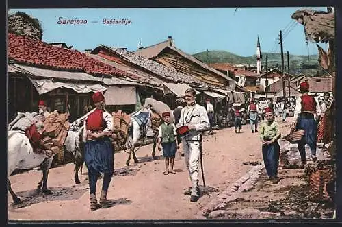 AK Sarajewo, Handelsszene auf dem Basar