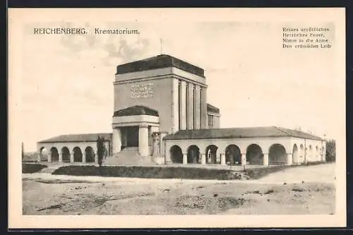AK Reichenberg / Liberec, Krematorium, Hausansicht