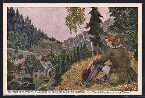 Künstler-AK Hans Baluschek: Volkslieder in Bildern, 6. In einem kühlen Grunde...