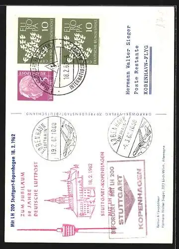 Künstler-AK Bonn, 50 Jahre Deutsche Luftpost 1969, Zeppelin und Flugzeug