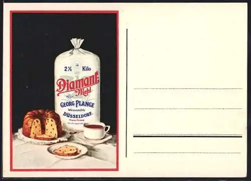 AK Reklame dür Diamant Mehl, Weizenmühle Georg Plange aus Düsseldorf